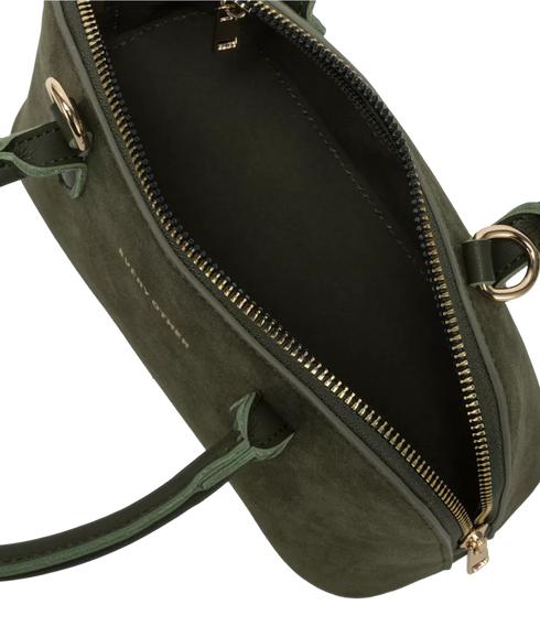 Suede Effect Mini Bowling Bag - Khaki