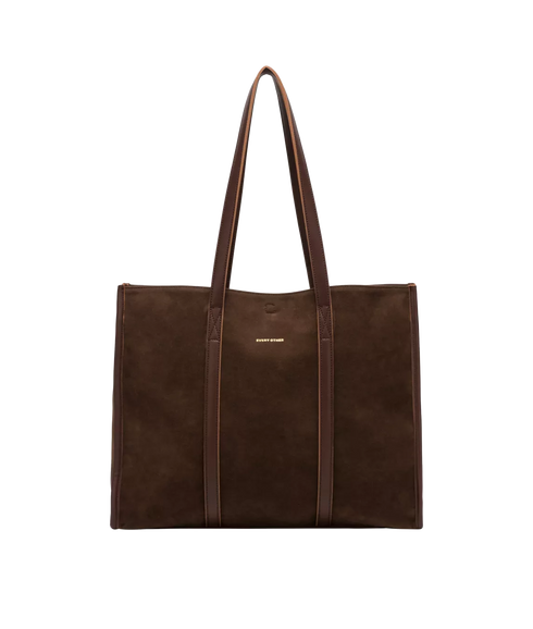 Suede Effect Large Tote Bag - Brown