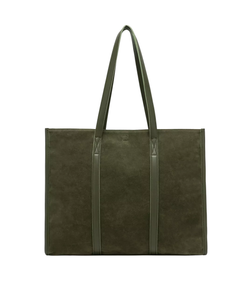 Suede Effect Large Tote Bag - Khaki