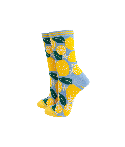 Women's Bamboo Socks Lemons Tree - Blue