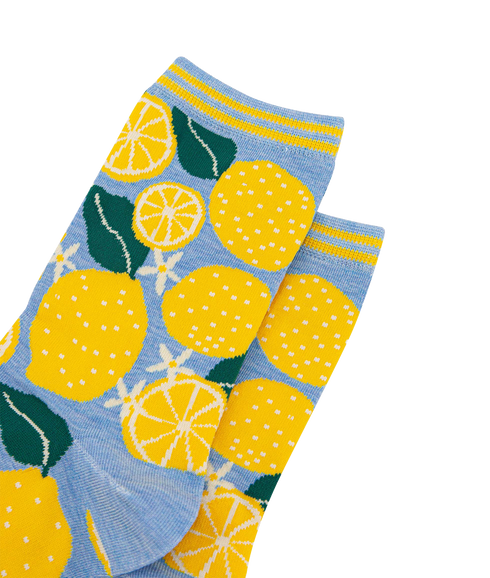 Women's Bamboo Socks Lemons Tree - Blue