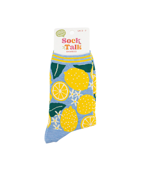 Women's Bamboo Socks Lemons Tree - Blue