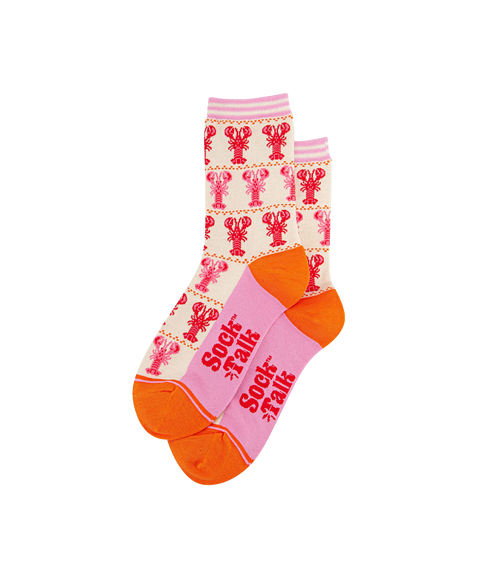 Women's Bamboo Socks Lobster Stripes - Cream