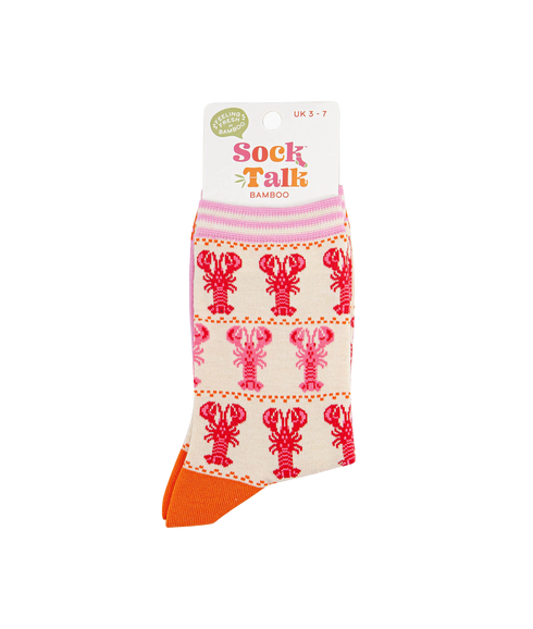 Women's Bamboo Socks Lobster Stripes - Cream