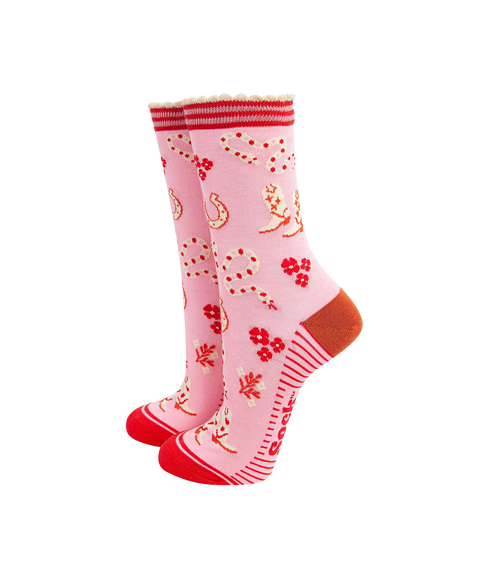 Women's Bamboo Socks Western - Pink