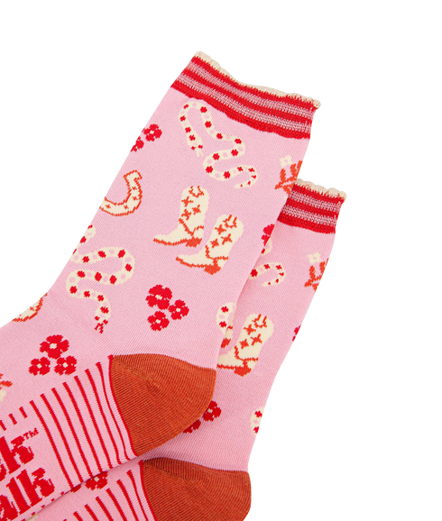 Women's Bamboo Socks Western - Pink