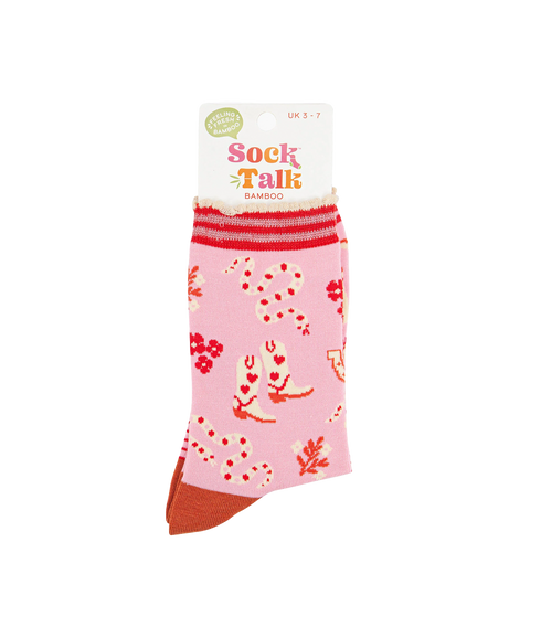 Women's Bamboo Socks Western - Pink