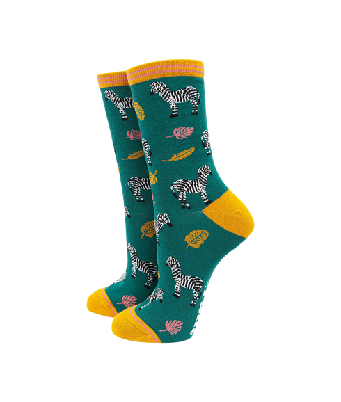 Women's Bamboo Socks Zebra - Green