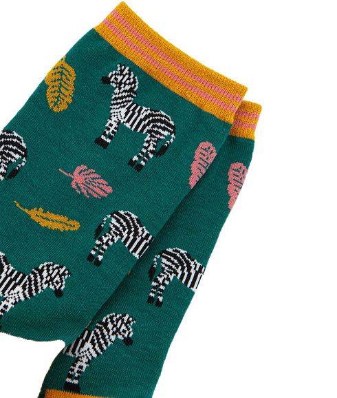 Women's Bamboo Socks Zebra - Green