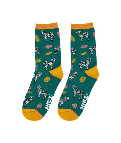 Women's Bamboo Socks Zebra - Green