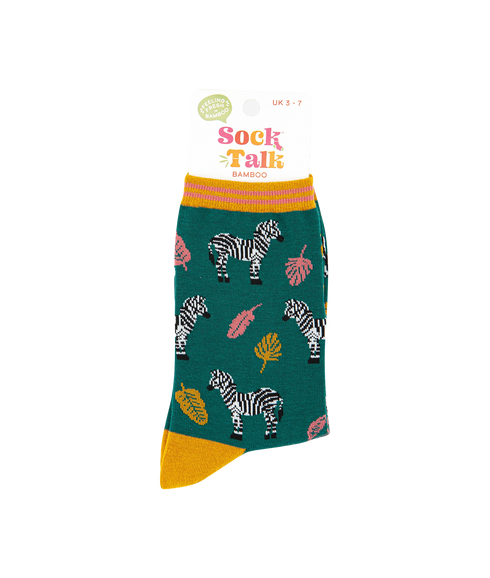 Women's Bamboo Socks Zebra - Green