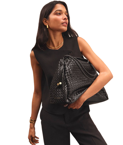 Nova Hand Woven Large Shoulder Bag - Black