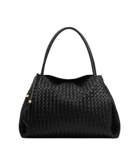 Nova Hand Woven Large Shoulder Bag - Black