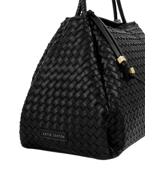 Nova Hand Woven Large Shoulder Bag - Black