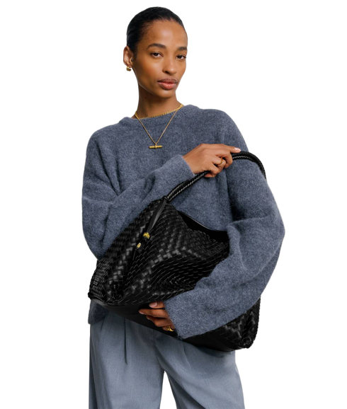 Nova Hand Woven Large Shoulder Bag - Black
