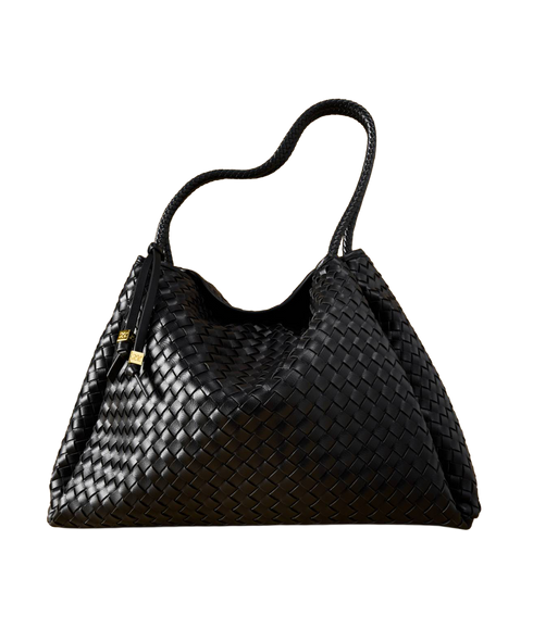Nova Hand Woven Large Shoulder Bag - Black