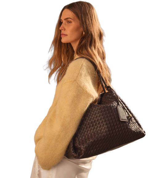 Nova Hand Woven Large Shoulder Bag - Chocolate
