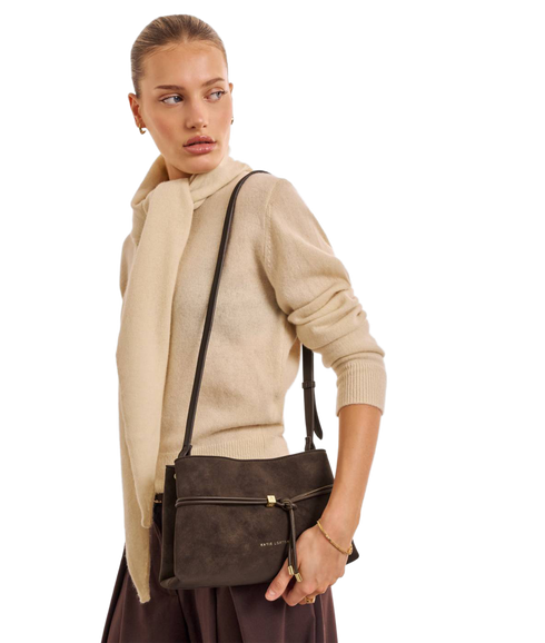 Lori Crossbody Bag - Chocolate Suedette