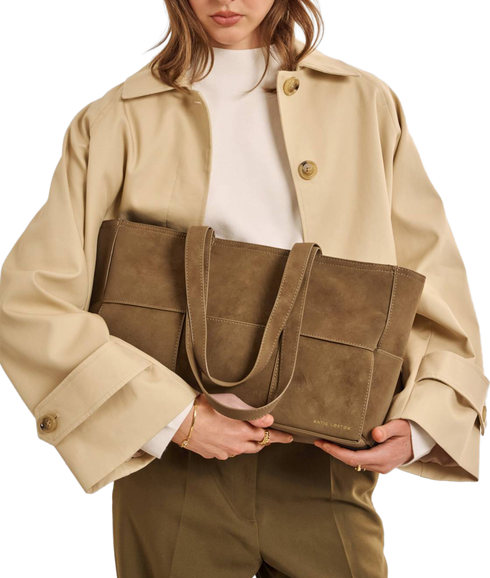 Taya Woven Suedette Tote Bag - Caramel