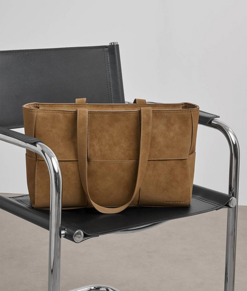 Taya Woven Suedette Tote Bag - Caramel