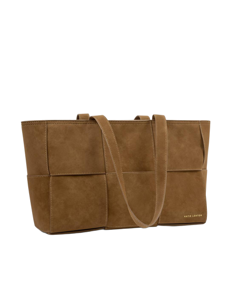 Taya Woven Suedette Tote Bag - Caramel