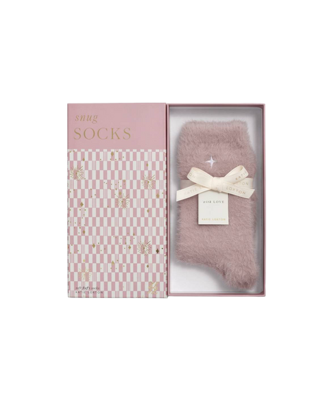 Gift Boxed Fluffy Socks | Star | Pink | One Size