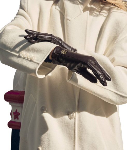 Boxed Faux Leather Gloves - Chocolate