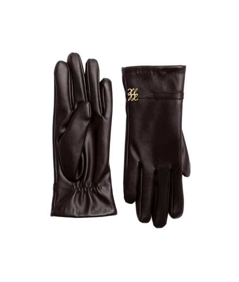 Boxed Faux Leather Gloves - Chocolate