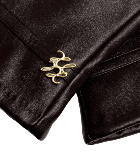 Boxed Faux Leather Gloves - Chocolate
