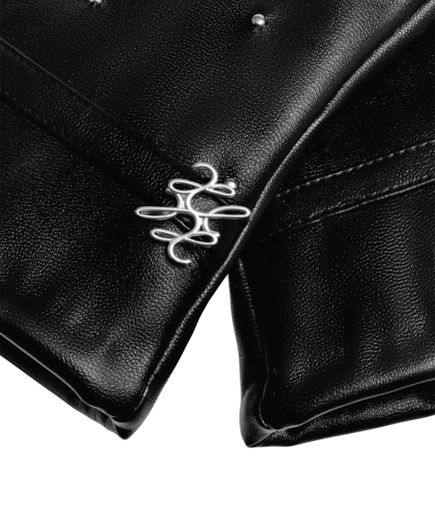 Boxed Faux Leather Gloves - Black