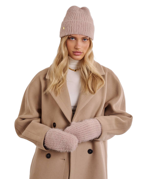 Gift Boxed Hat And Mitten Set - Blush Pink