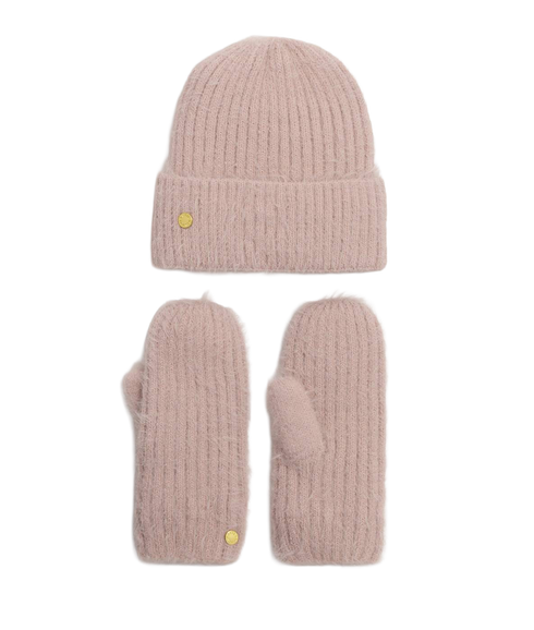 Gift Boxed Hat And Mitten Set - Blush Pink