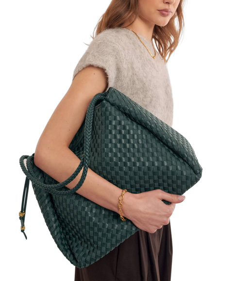 Nova Hand Woven Large Shoulder Bag - Deep Teal