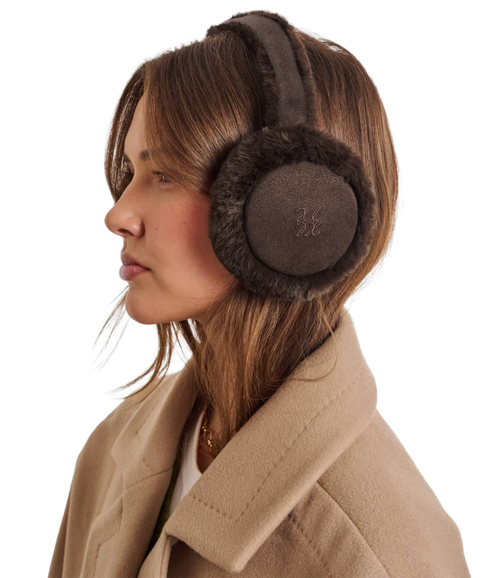 Faux Suede Earmuffs - Chocolate