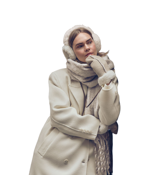 Faux Suede Mittens - Cream
