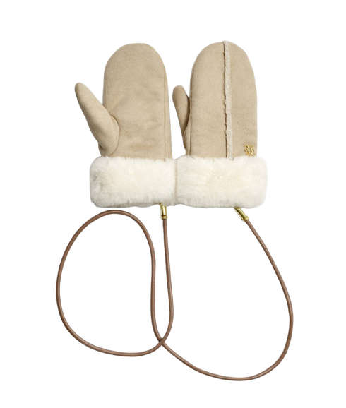 Faux Suede Mittens - Cream