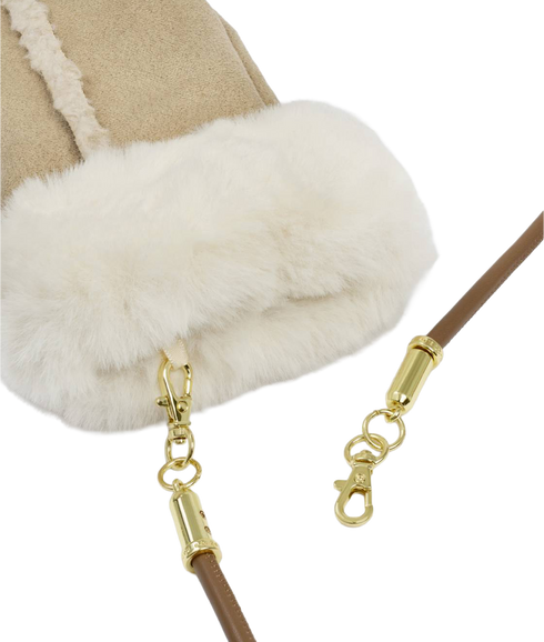 Faux Suede Mittens - Cream
