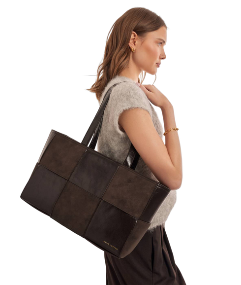 Taya Woven Tote Bag - Chocolate