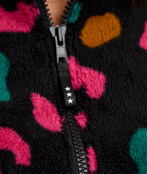 Hartley Zip Up Fleece - Black/Colourful Shapes