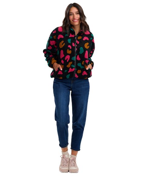 Hartley Zip Up Fleece - Black/Colourful Shapes