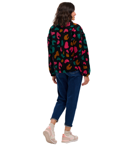 Hartley Zip Up Fleece - Black/Colourful Shapes