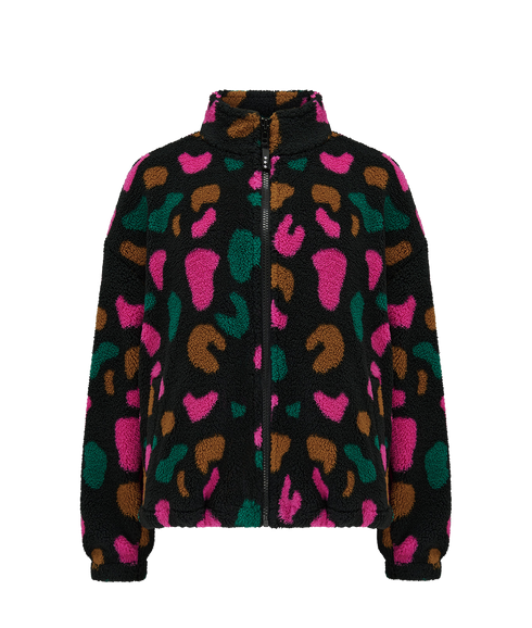 Hartley Zip Up Fleece - Black/Colourful Shapes