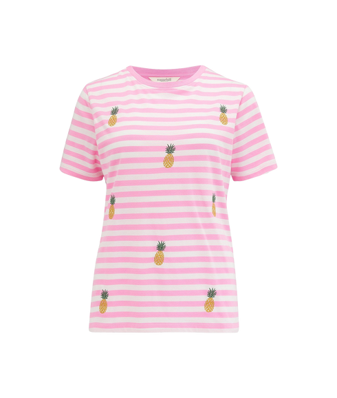 Maggie T-Shirt - White/Pink/Pineapple Repeat
