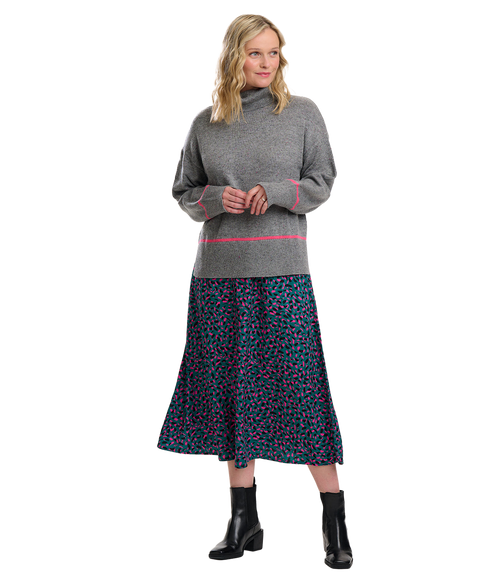 Krista Circle Skirt - Green/Layered Painterly Marks