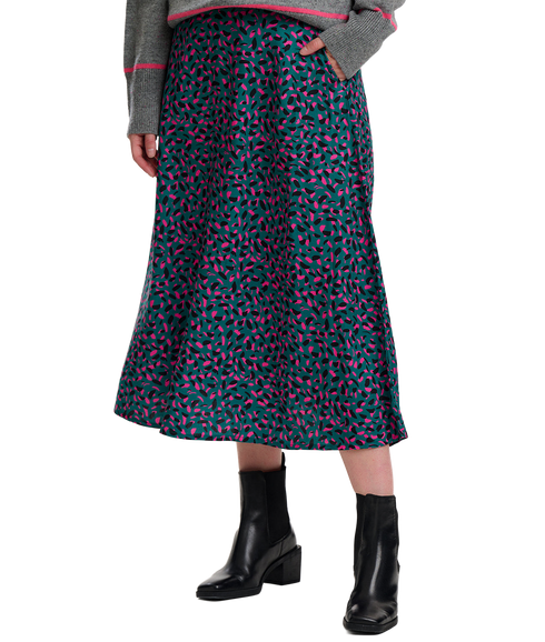 Krista Circle Skirt - Green/Layered Painterly Marks
