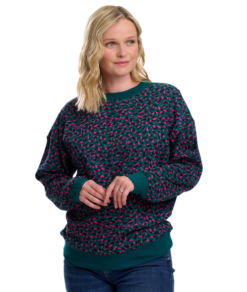 Eadie Relaxed Sweatshirt - Green/Layered Painterly Marks