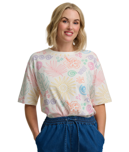 Kinsley Relaxed T-Shirt - Chalk White/Island Fiesta
