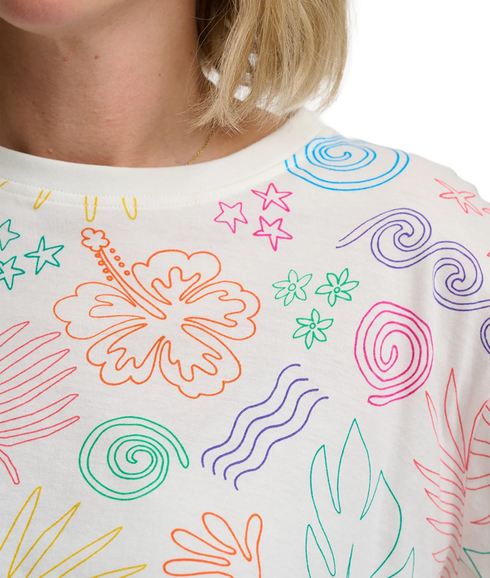 Kinsley Relaxed T-Shirt - Chalk White/Island Fiesta