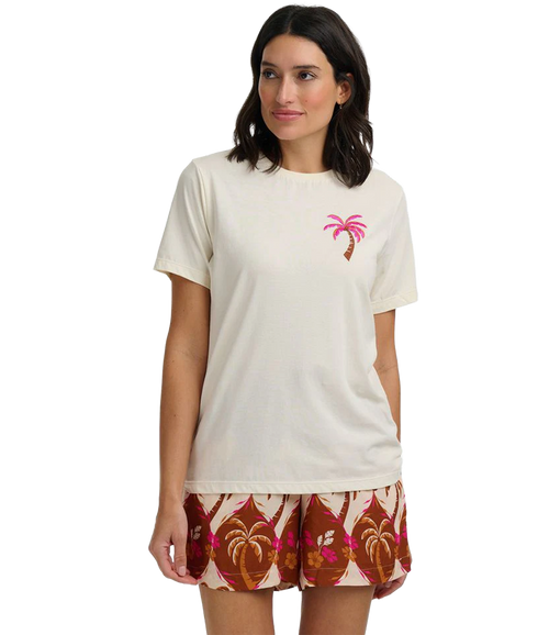 Luna T-Shirt - Off White/Palm Placement