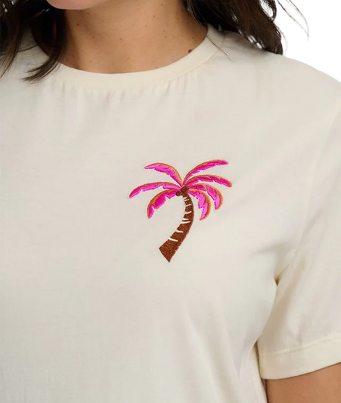 Luna T-Shirt - Off White/Palm Placement